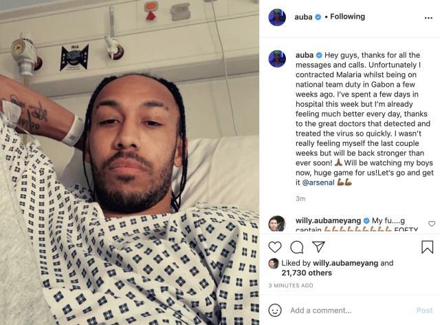 开云体育官网-奥巴梅扬疟疾住院 枪手大将上月回国家队时染病